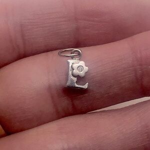 VTG 925 Silver Letter Initial L Pendant w Small Diamond / 14mm Including Bale